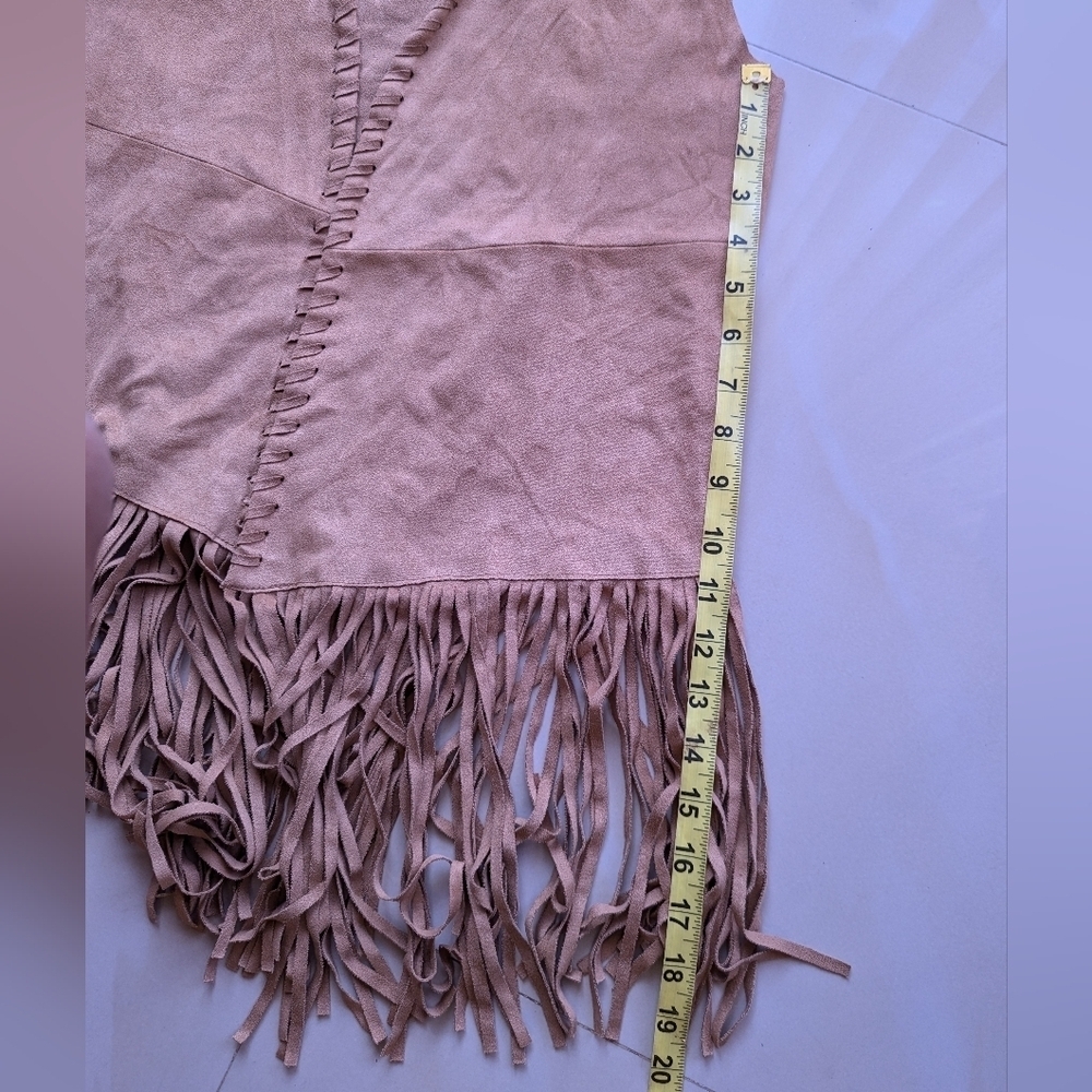 Vest Gipsy brown suede sleeveless, V-neck fringe top women’s XXL stretch light - Picture 6 of 16
